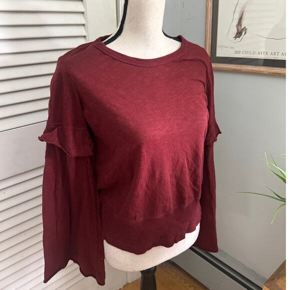 WILT Womens Top Small Burgundy Red Easy Layered Pullover Whimsigoth Fall - Picture 3 of 12